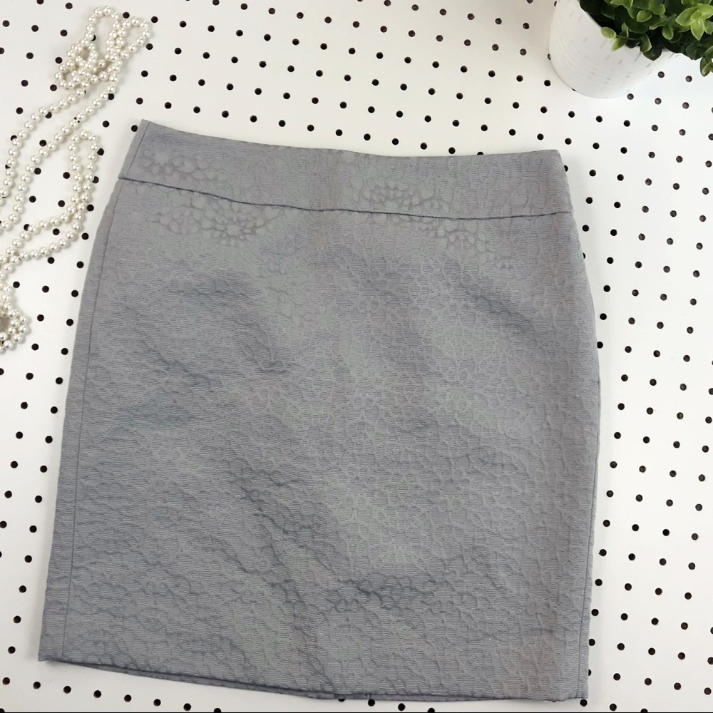 NWT Loft Gray brocade textured skirt pencil chic
